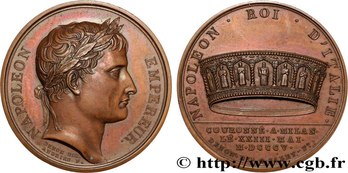 GESCHICHTE FRANKREICHS Médaille, Napoléon Ier couronné roi d Italie VZ