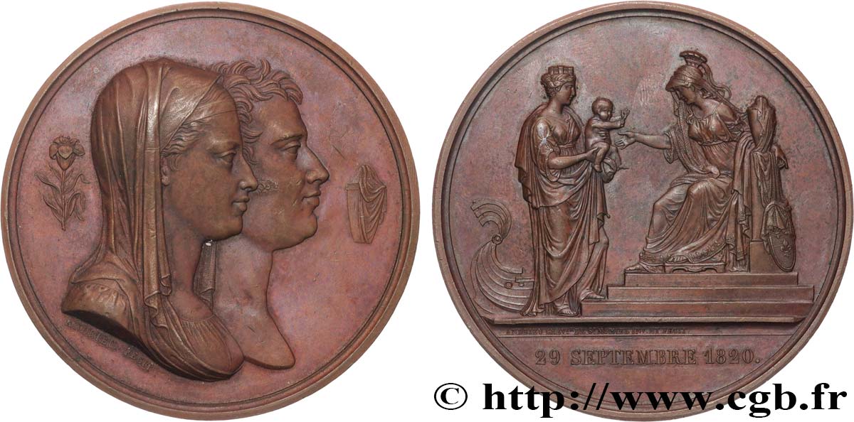 LUDWIG XVIII Médaille, Naissance de Henri, duc de Bordeaux, Comte de Chambord VZ