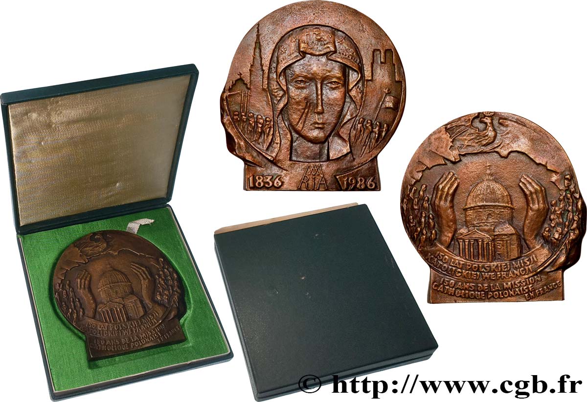 POLOGNE Médaille, 150 ans de la mission catholique polonaise en France SUP