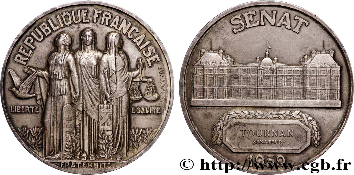 III REPUBLIC Médaille, Sénat, Sénateur AU