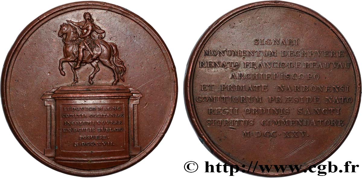 LOUIS XV DIT LE BIEN AIMÉ Médaille, Statue de Louis XIV à Toulouse TB+
