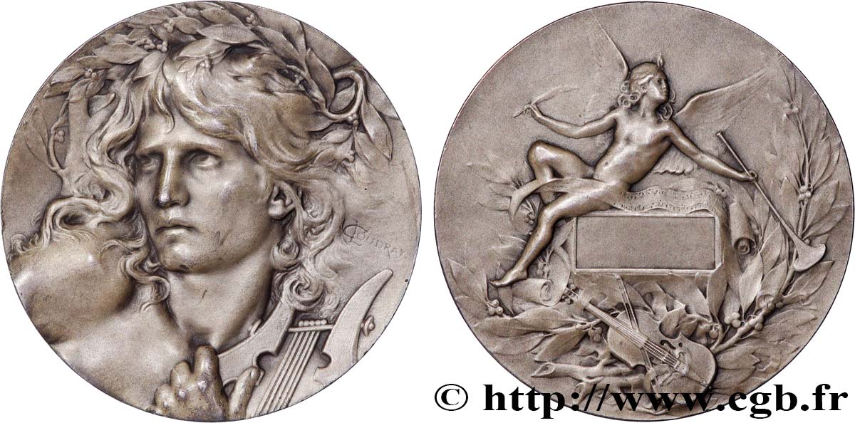 TERZA REPUBBLICA FRANCESE Médaille Orphée - Joueur de lyre q.SPL