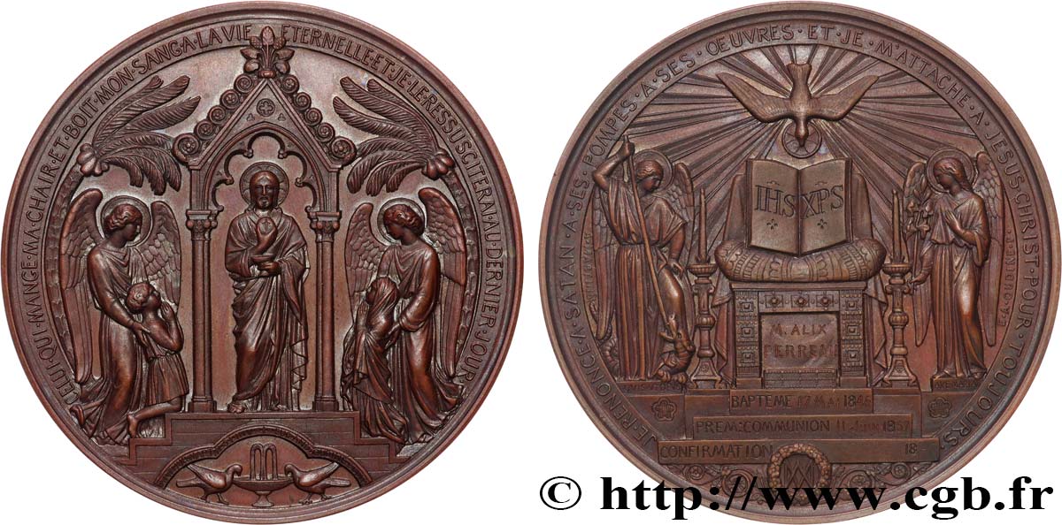 SECOND EMPIRE Médaille de Baptême et première Communion TTB+