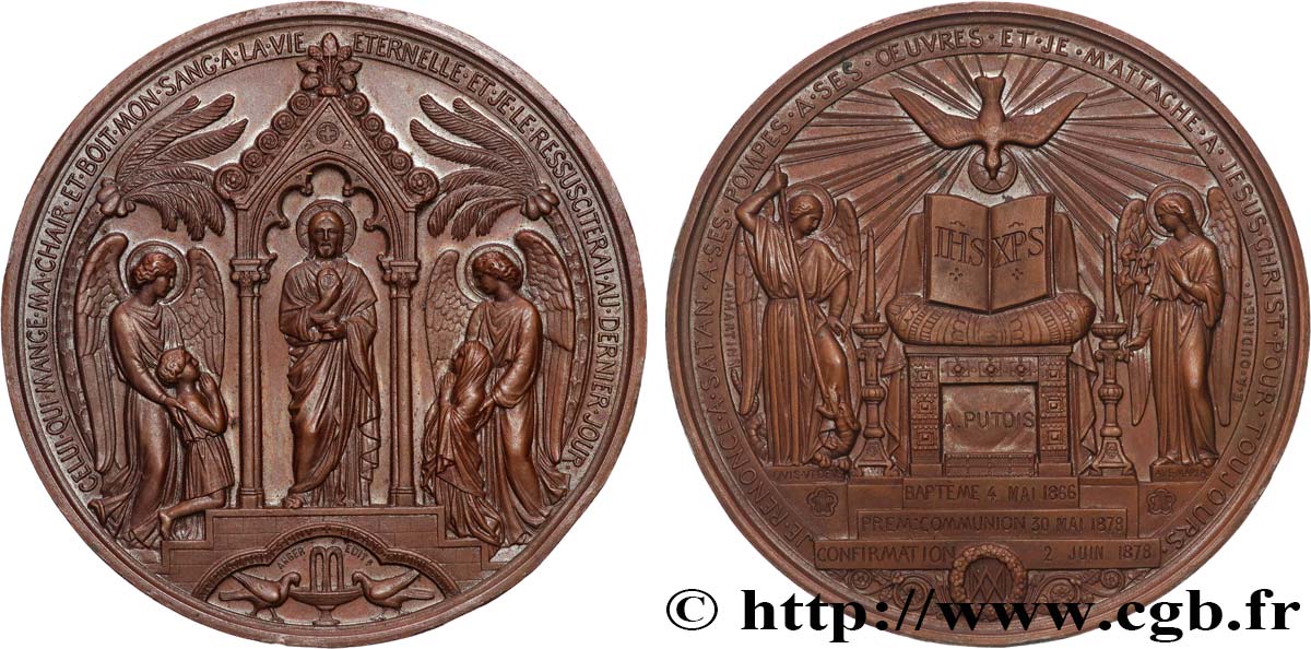 TROISIÈME RÉPUBLIQUE Médaille de Baptême, Communion et Confirmation SUP