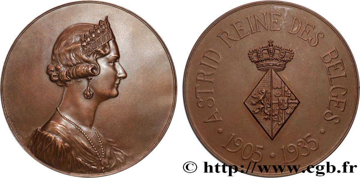 BELGIQUE - ROYAUME DE BELGIQUE - RÈGNE DE LÉOPOLD III Médaille, La reine Astrid SUP