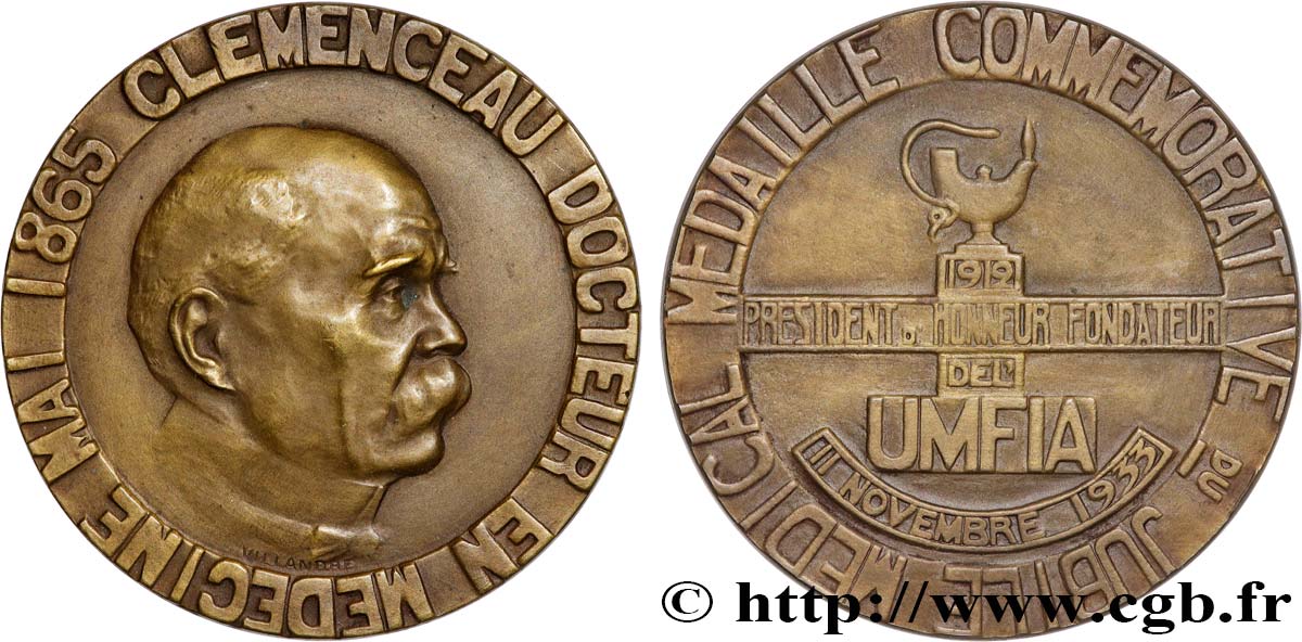 III REPUBLIC Médaille, Clémenceau et l’UMFIA AU/AU