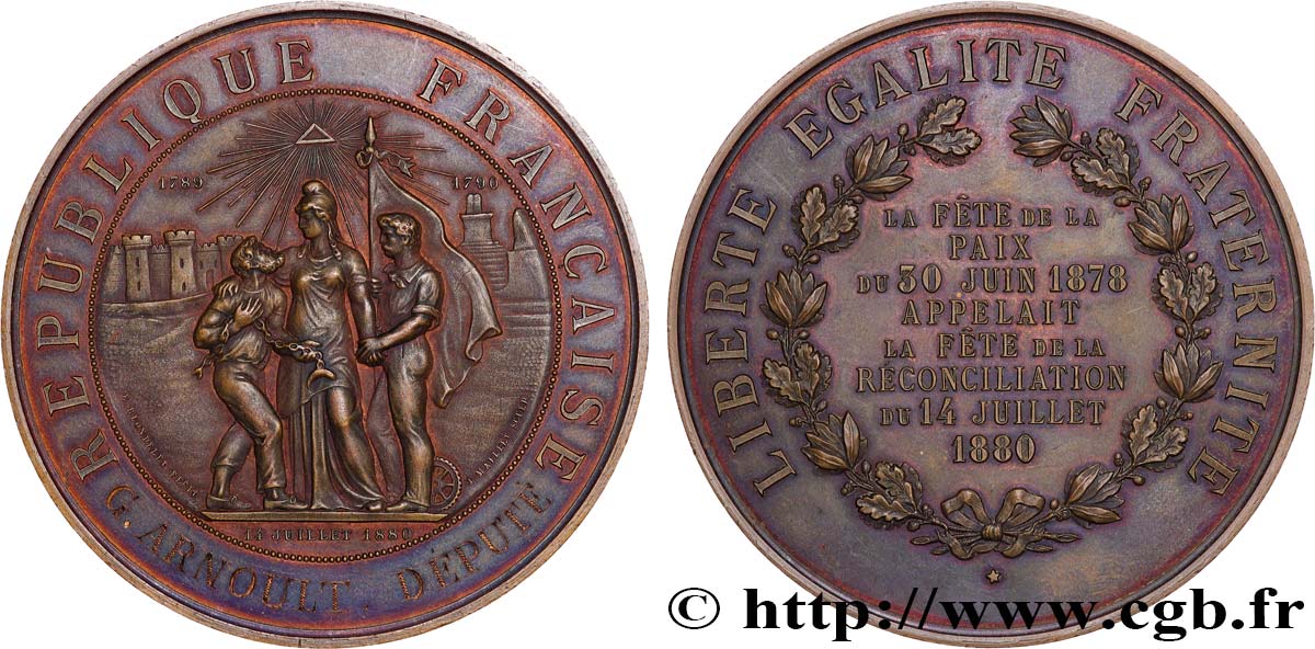 III REPUBLIC Médaille, Fête de la Paix AU