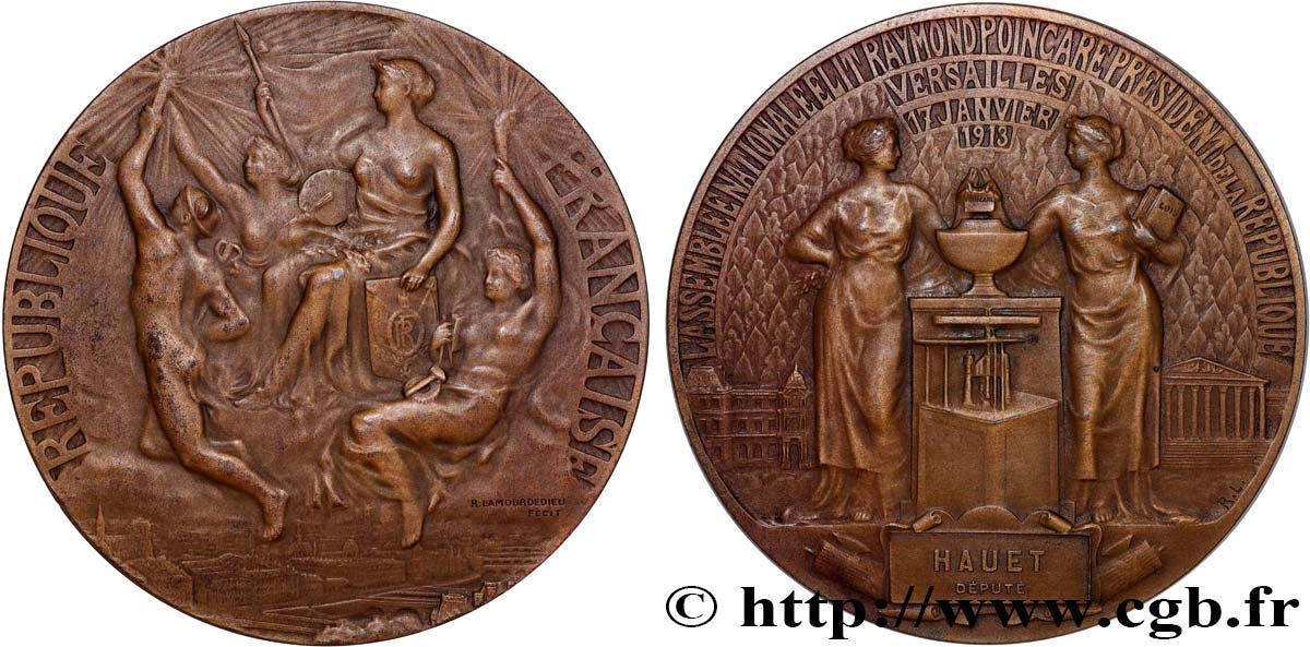 TROISIÈME RÉPUBLIQUE Médaille, Élection de Raymond Poincaré TTB+