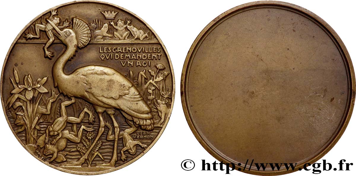 FRANCE Médaille, Les Grenouilles qui demandent un roi TTB
