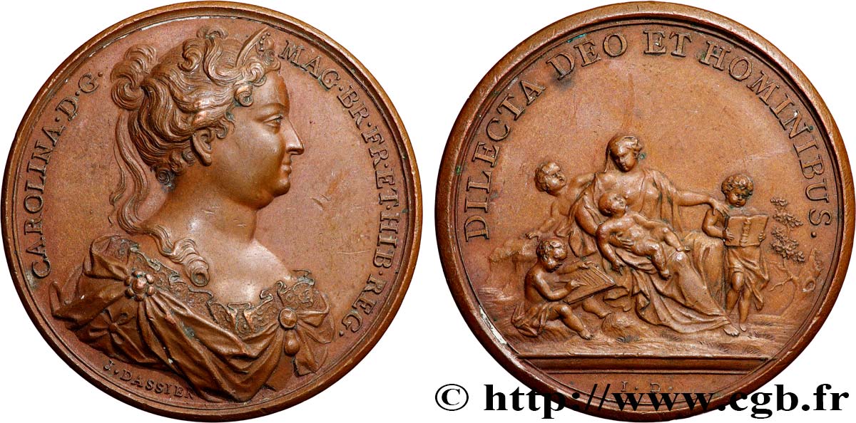 GROSSBRITANNIEN - GEORG. II. Médaille, Reine Caroline par Jean Dassier fVZ
