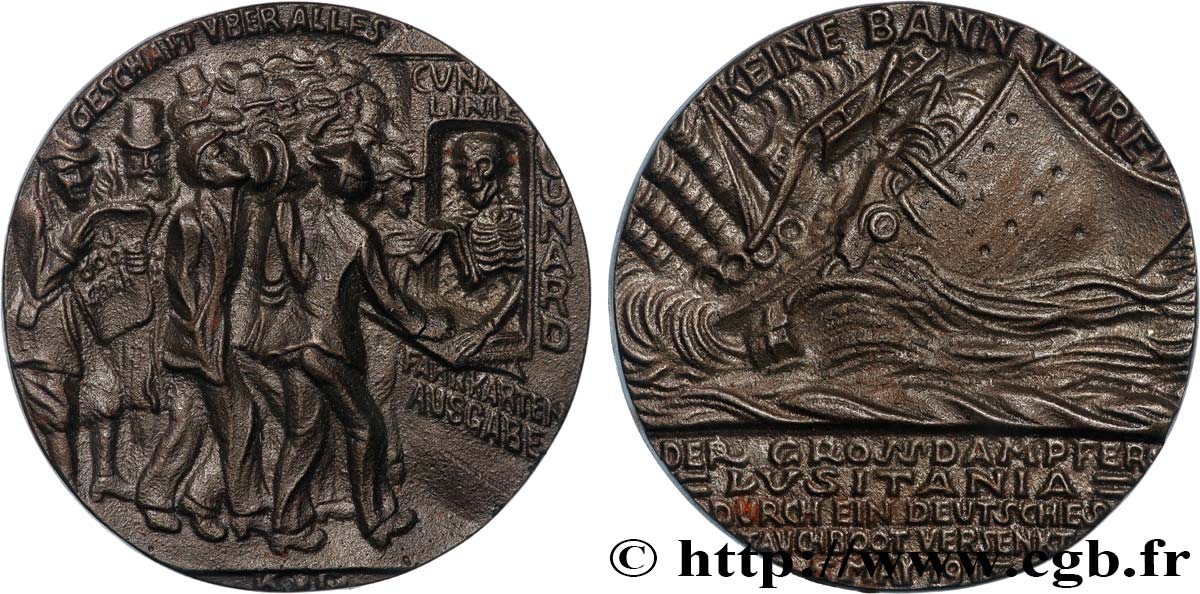 III REPUBLIC Médaille, Torpillage du Lusitania AU