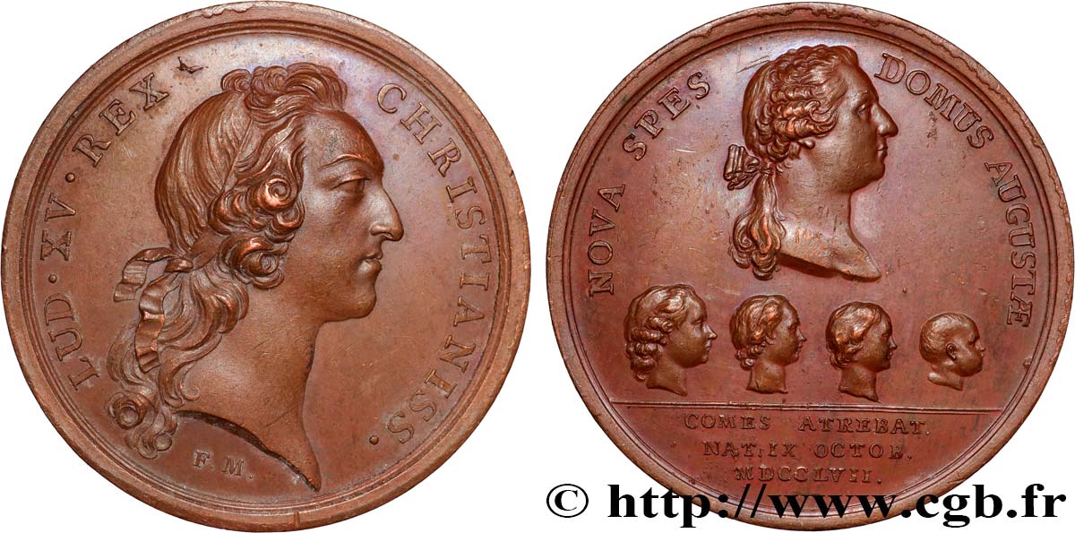 LOUIS XV  THE WELL-BELOVED  Médaille, Naissance du Comte d Artois (futur Charles X) q.SPL