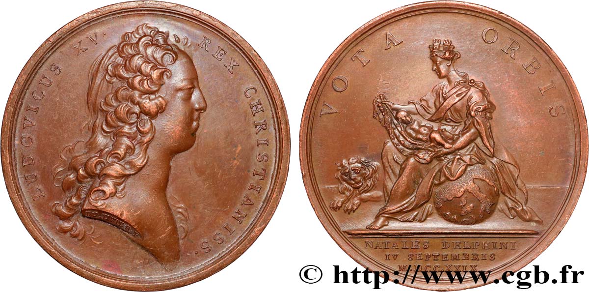 LOUIS XV THE BELOVED Médaille, Naissance du dauphin Louis XF