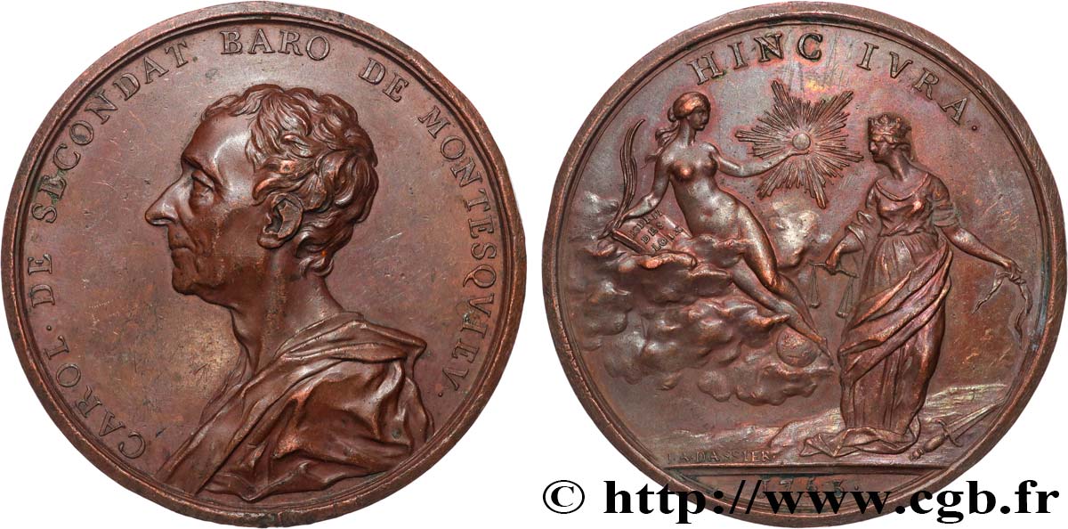 ACADÉMIES ET SOCIÉTÉS SAVANTES Médaille, Charles de Secondat, Montesquieu TTB