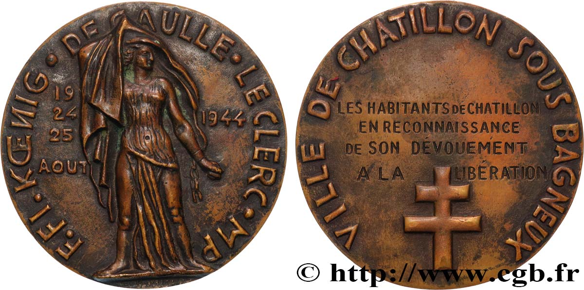 GOUVERNEMENT PROVISOIRE DE LA RÉPUBLIQUE FRANÇAISE Médaille, En reconnaissance de son dévouement à la libération TTB