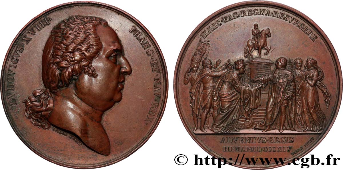 LOUIS XVIII Médaille, Entrée de Louis XVIII à Paris TTB