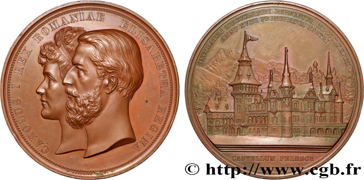 ROMANIA - CHARLES I Médaille, Inauguration du Château de Peles AU