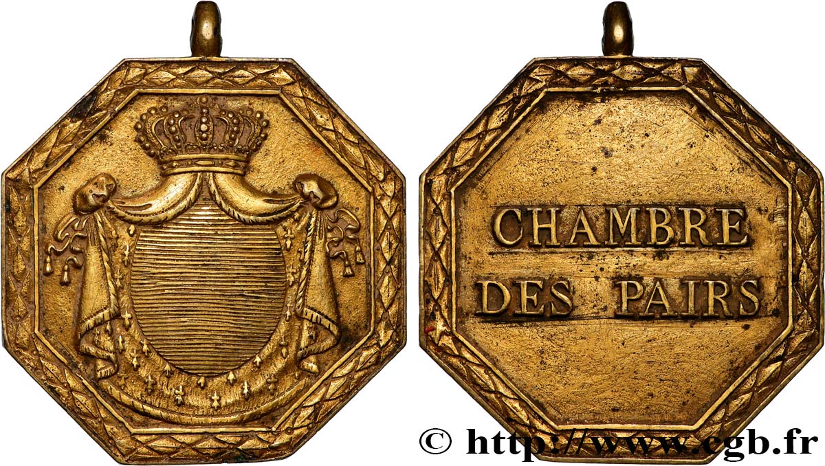 LOUIS XVIII Médaille, Chambre des pairs TTB