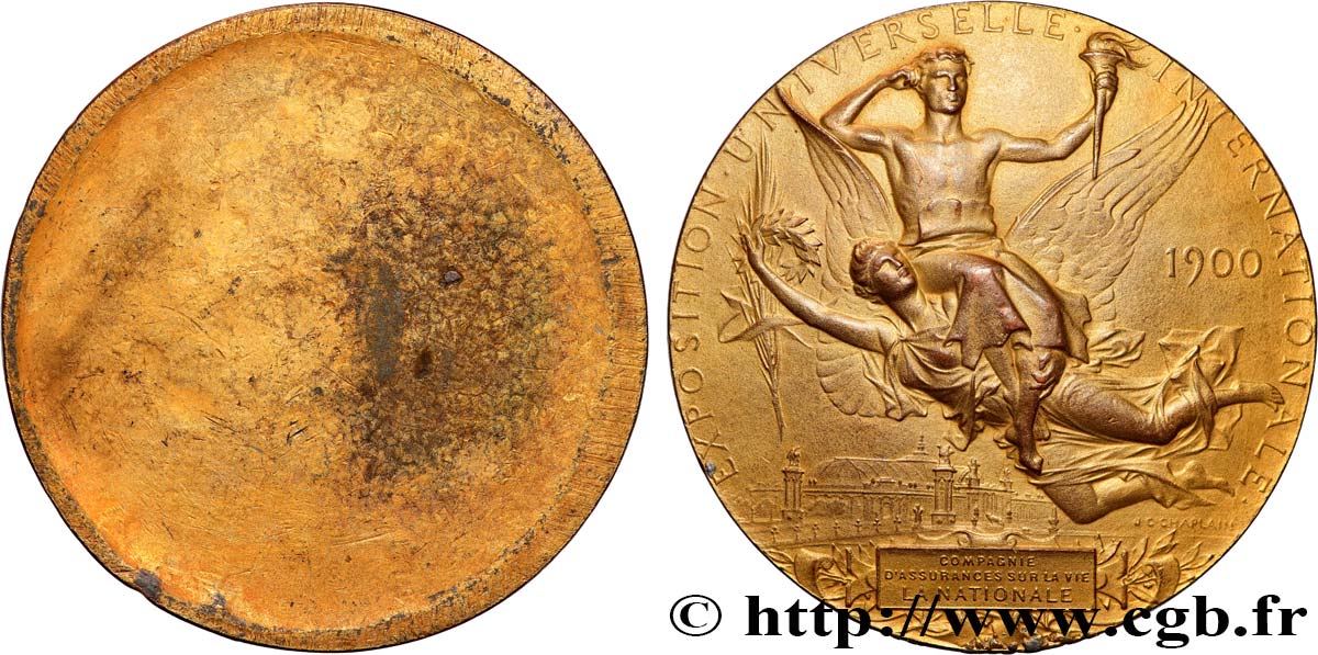 III REPUBLIC Médaille, Exposition Universelle Internationale, tirage uniface du revers AU