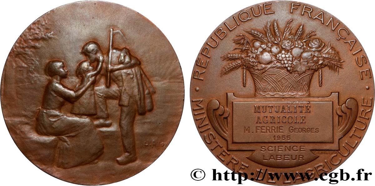 CUARTA REPUBLICA FRANCESA Médaille, Mutualité agricole EBC