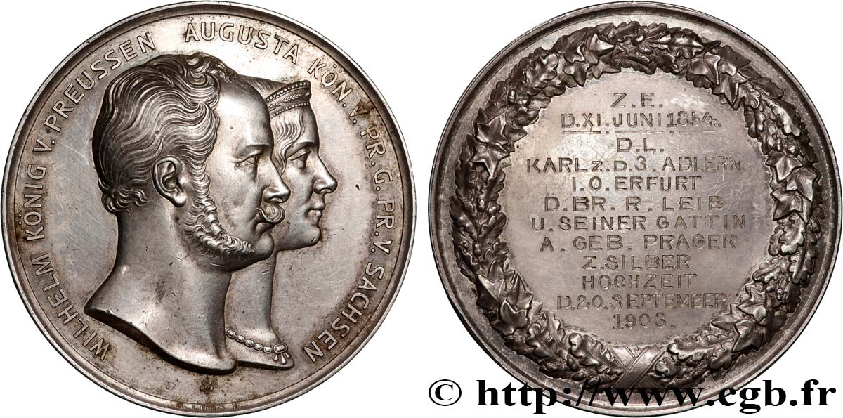 GERMANY - KINGDOM OF PRUSSIA - WILLIAM II Médaille, Noces d’argent AU