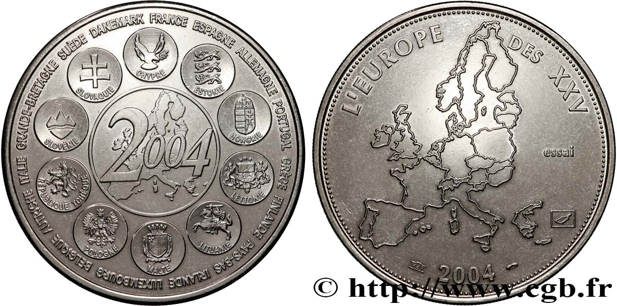 FUNFTE FRANZOSISCHE REPUBLIK Médaille, Essai, Dernière année des 12 pays de l’Euro VZ