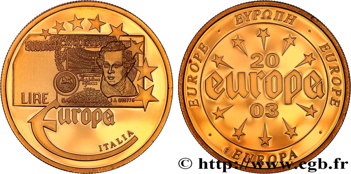 V REPUBLIC Médaille, 5000 Lire, Italia MS