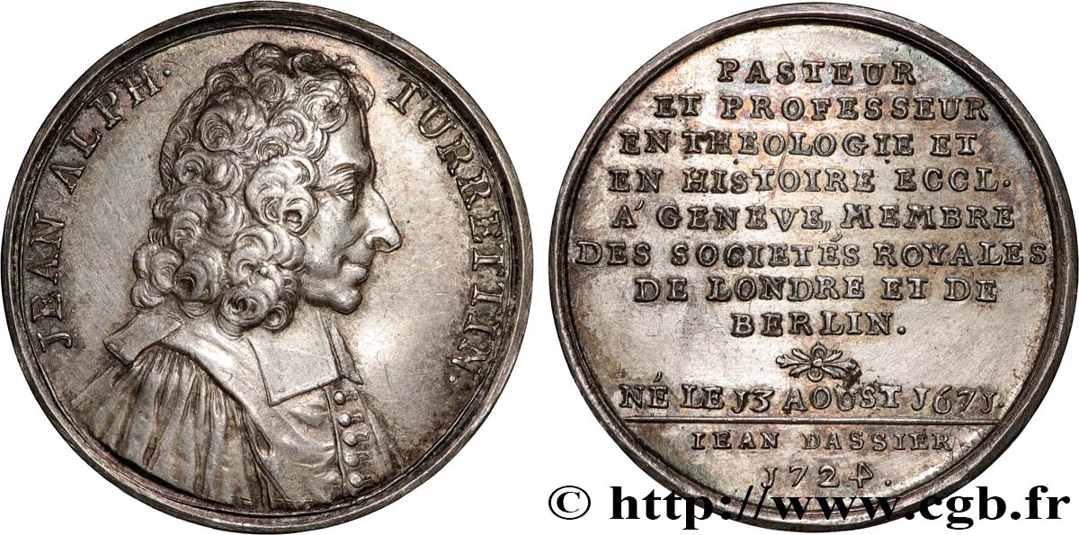 THE GENEVAN THEOLOGIANS AND RELATED MEDALS OF THE 1720s Médaille, Les théologiens genevois, Jean-Alphonse Turrettini AU