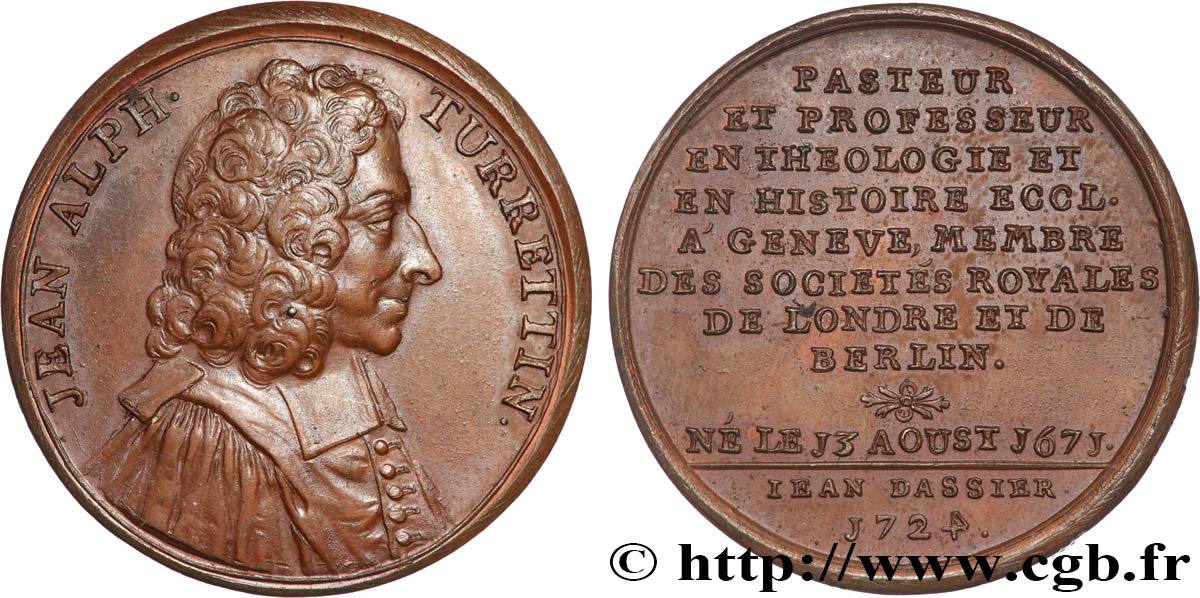  Médaille, Les théologiens genevois, Jean-Alphonse Turrettini AU