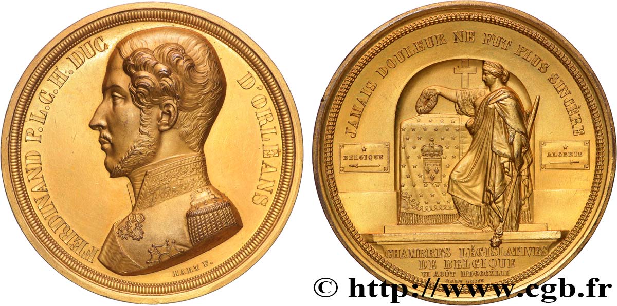 LOUIS-PHILIPPE Ier Médaille, A la mémoire du duc Ferdinand d’Orléans SUP