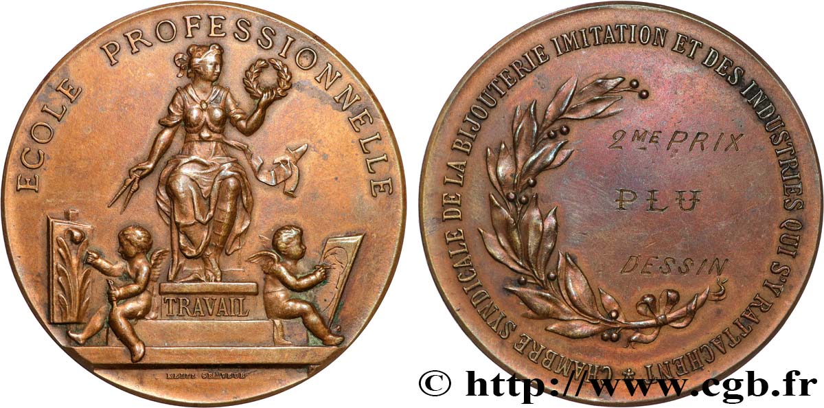 ASSOCIATIONS PROFESSIONNELLES - SYNDICATS. XIXe Médaille, Chambre syndicale de la bijouterie imitation BB