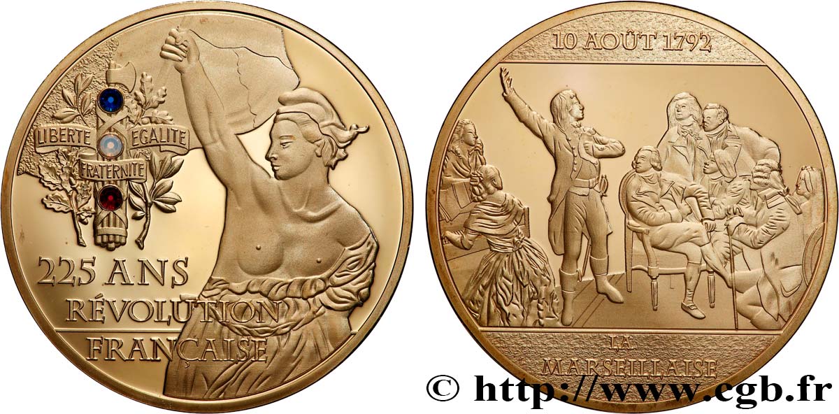 V REPUBLIC Médaille, 225e anniversaire de la Révolution Française, La Marseillaise AU