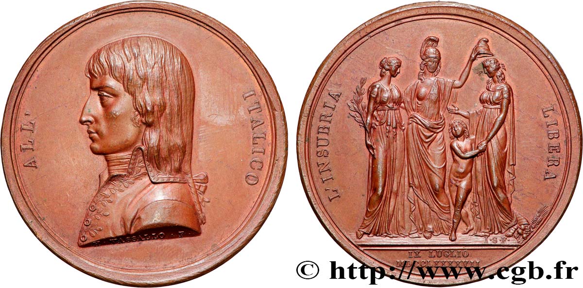 ITALIEN - CISALPINISCHE REPUBLIK Médaille, Fondation de la République Cisalpine, 9 juillet 1797 fVZ