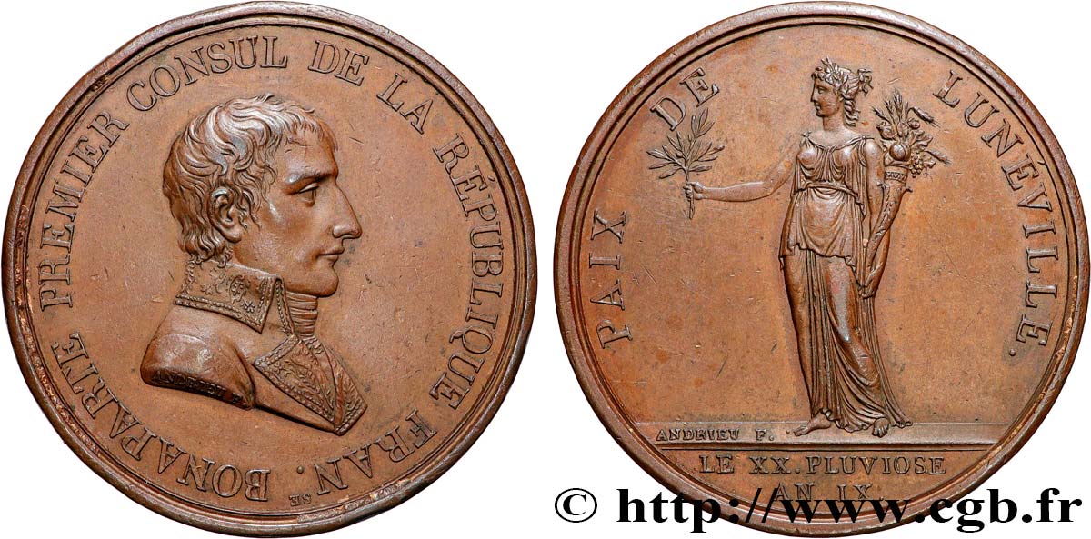 CONSULAT Médaille, Paix de Lunéville XF