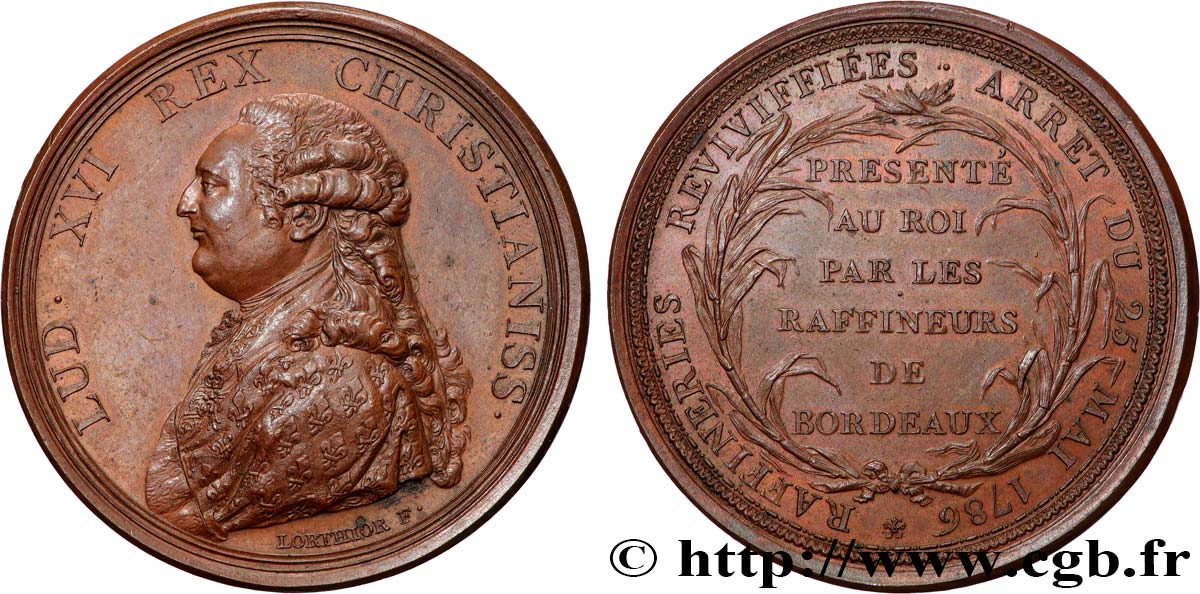 LOUIS XVI Médaille, Raffineurs de Bordeaux TTB+