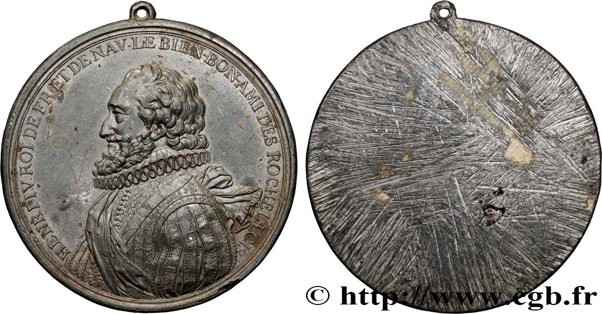 LOUIS XV THE BELOVED Médaille, Henri IV Le Bein-bon-aimé des Rochelois, tirage uniface XF