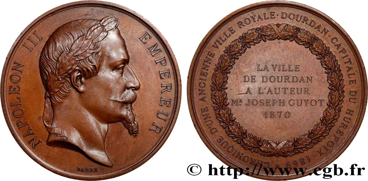 SECOND EMPIRE Médaille, Chronique d’une ancienne ville royale de Dourdan TTB+/SUP