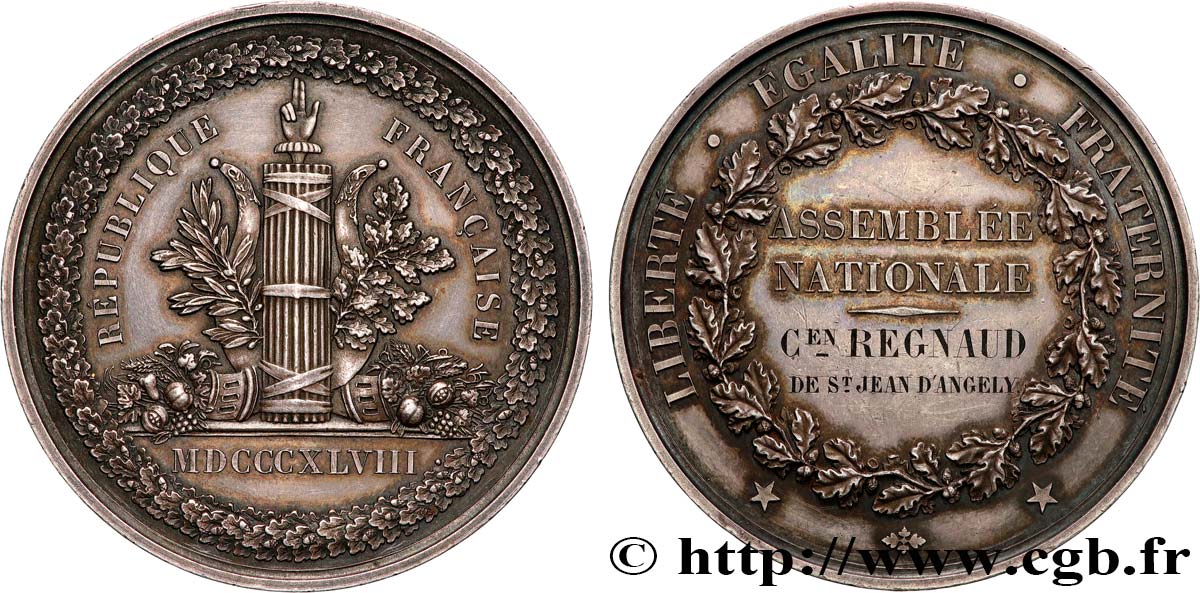 DEUXIÈME RÉPUBLIQUE Médaille parlementaire, Citoyen Auguste Regnaud de Saint-Jean d Angély TTB+
