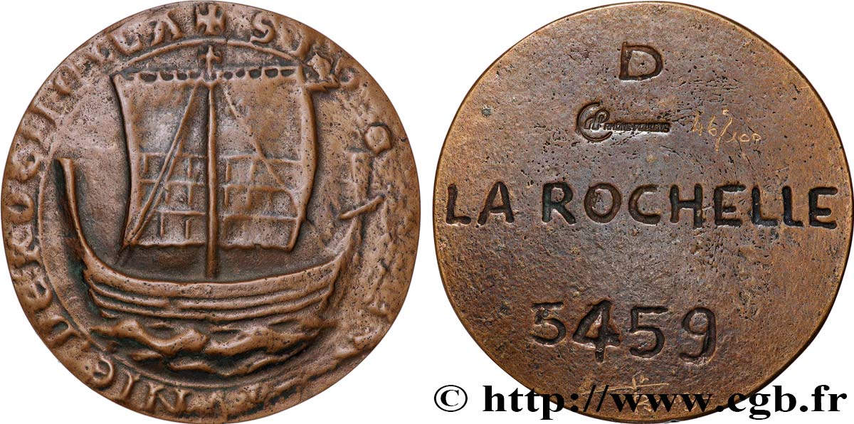 CINQUIÈME RÉPUBLIQUE Médaille, Reproduction du Sceau de la Rochelle, n°46 TTB+