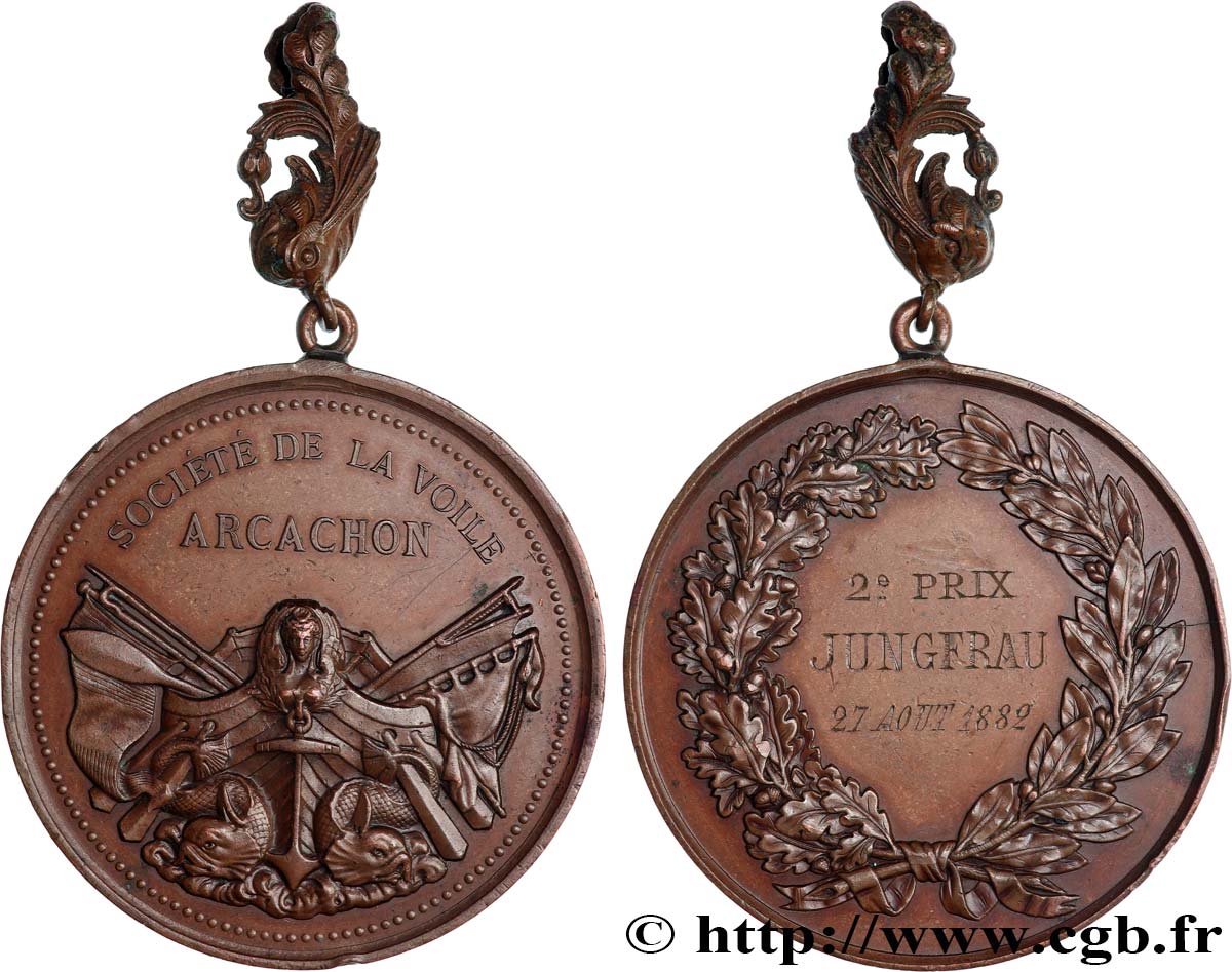 TROISIÈME RÉPUBLIQUE Médaille, Société de la voile d’Arcachon TTB+