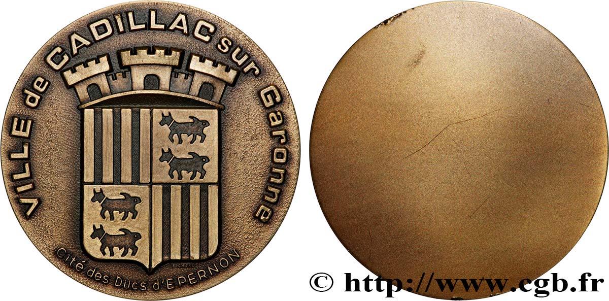 CINQUIÈME RÉPUBLIQUE Médaille, Cadillac-sur-Garonne, Cité des Ducs d’Epernon SUP