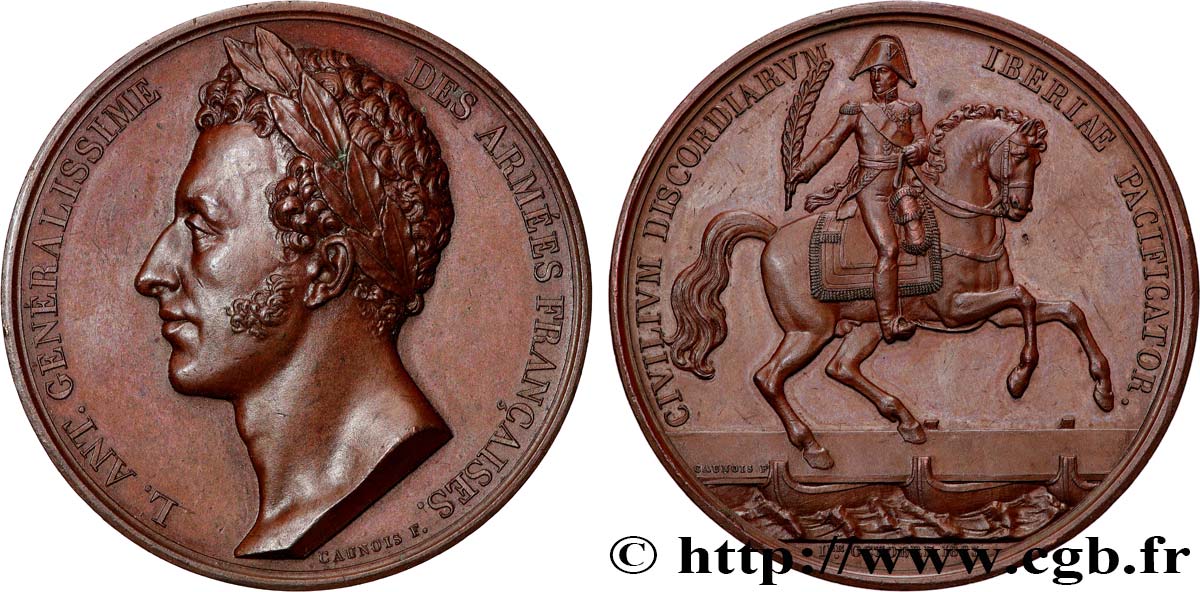 LOUIS XVIII Médaille, Restauration du trône d’Espagne AU/AU