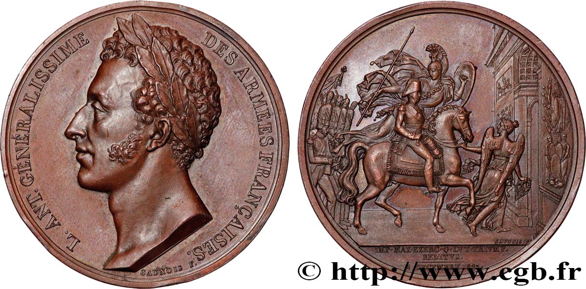 LOUIS XVIII Médaille, Rentrée triomphale du duc d’Angoulême à la barrière de l’Etoile TTB+/SUP