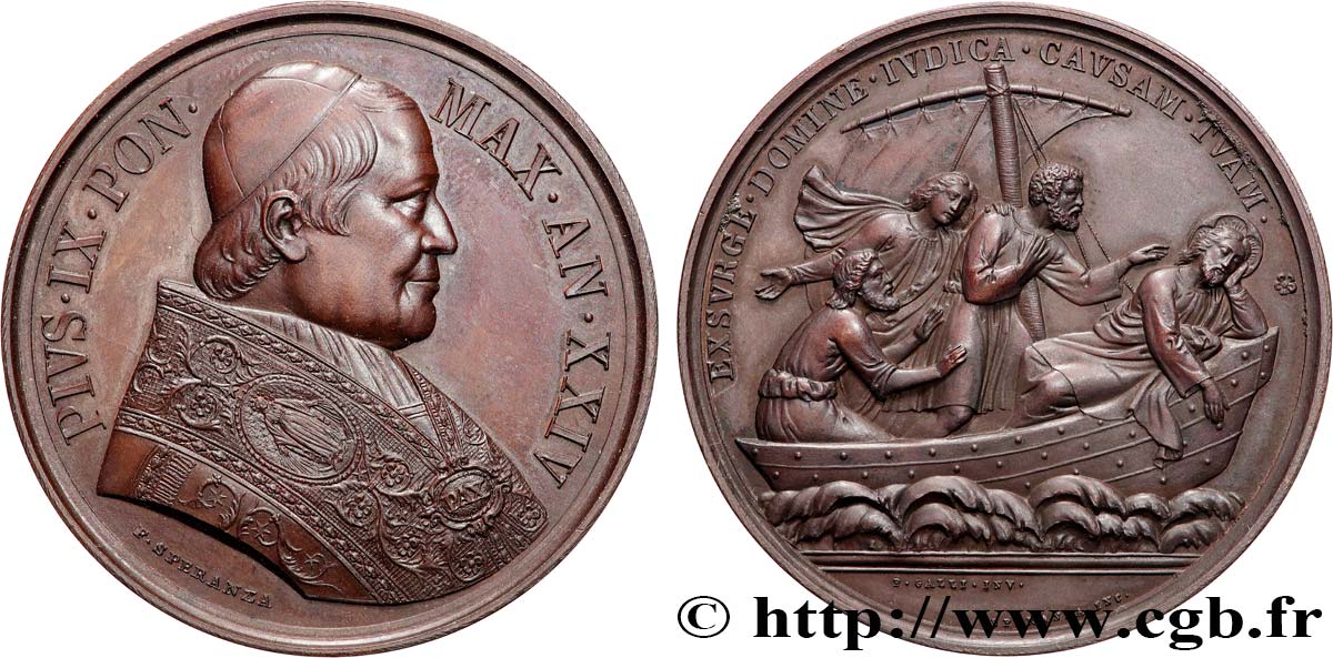 ITALY - PAPAL STATES - PIUS IX (Giovanni Maria Mastai Ferretti) Médaille, Défense des droits de l Église AU