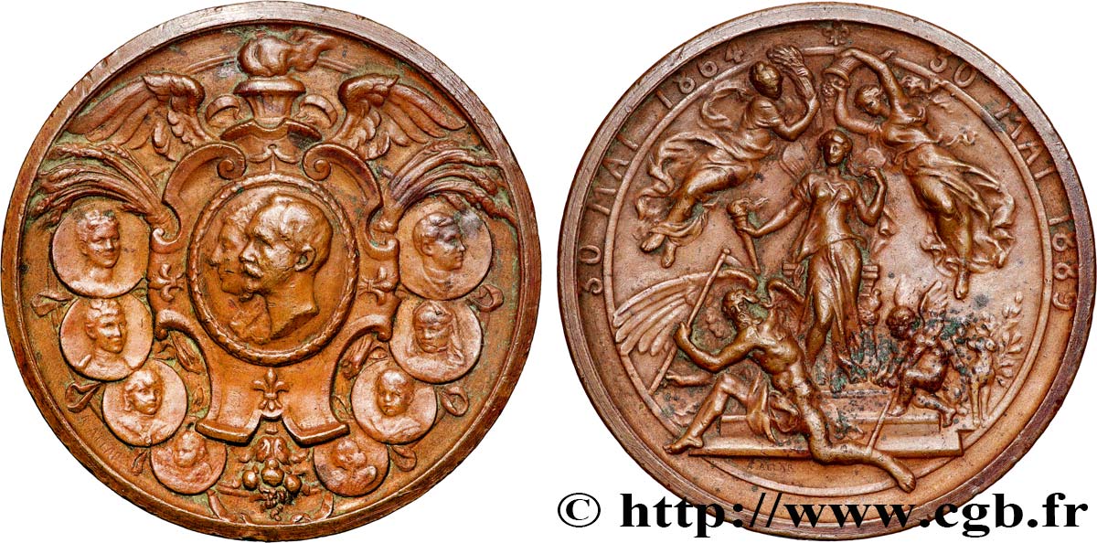 TROISIÈME RÉPUBLIQUE Médaille, Noces d’argent du Comte de Paris, Philippe VII et son épouse Marie-Isabelle d Orléans TB+