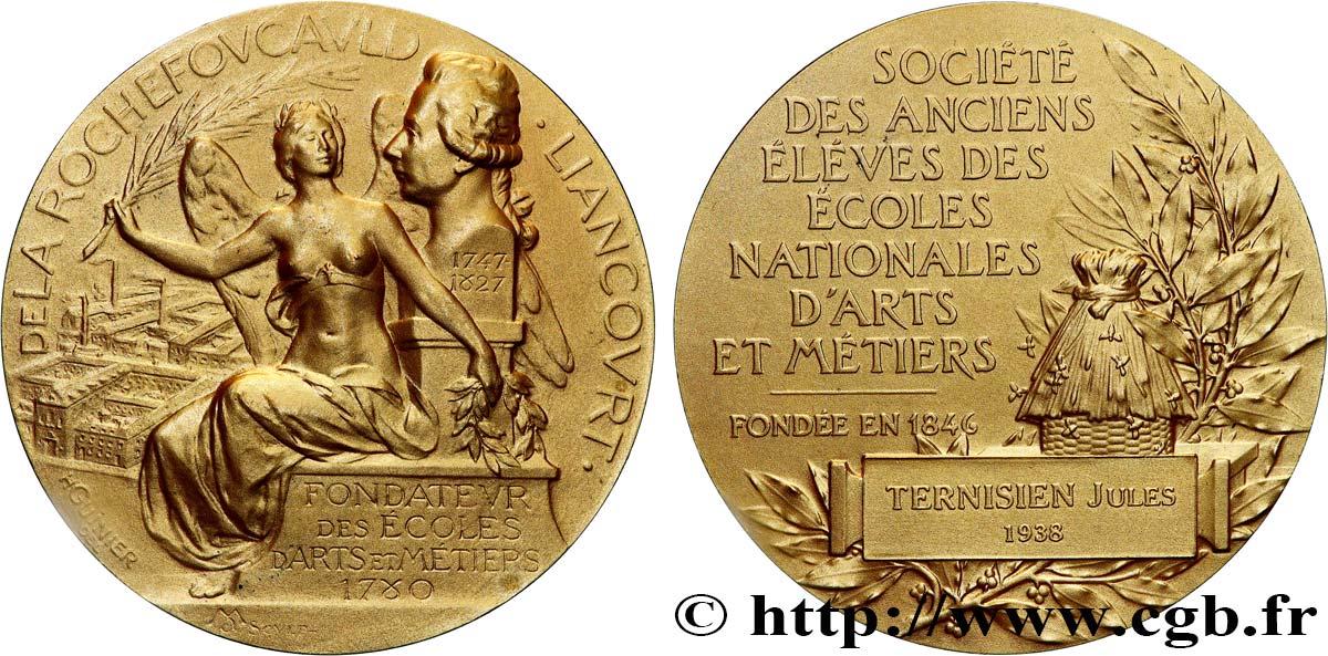 III REPUBLIC Médaille, Société des anciens élèves des écoles nationales d’Arts et Métiers AU/MS