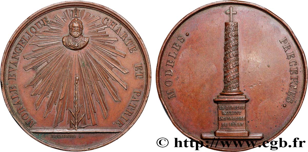 LOUIS XVIII Médaille, Royale évangélique et Charte et Patrie XF