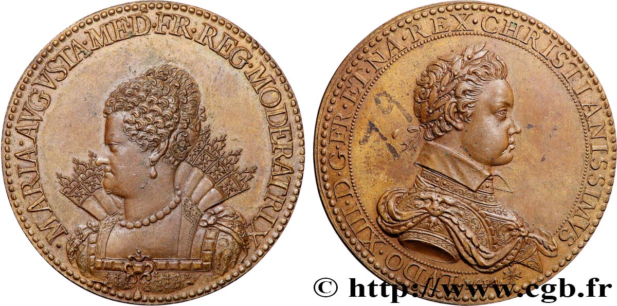 MARIE DE MÉDICIS Médaille, Marie de Médicis et Louis XIII AU