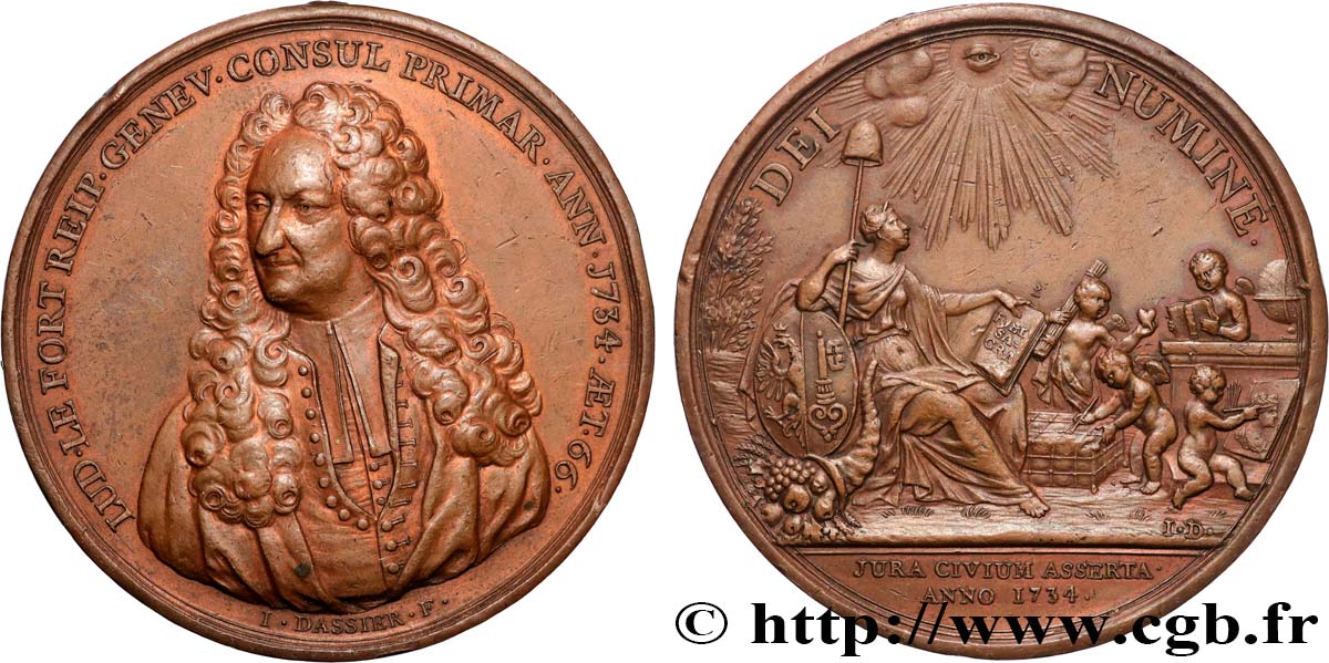 SVIZZERA - REPUBBLICA DE GINEVRA Médaille, Louis Le Fort, consul de Genève BB
