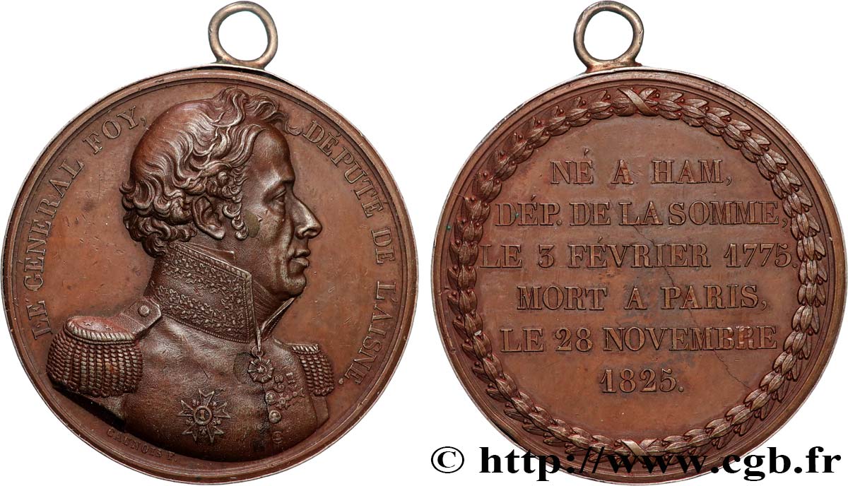 CHARLES X Médaille, Comte Maximilien Sébastien Foy AU/AU